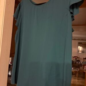 Papermoon Teal Ruffle Sleeve Blouse